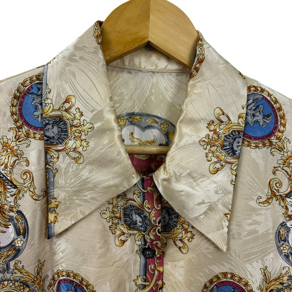 * Vintage German Button Down Blouse Versailles Royal Elegant 100% Silk & Acetate - Picture 17 of 17